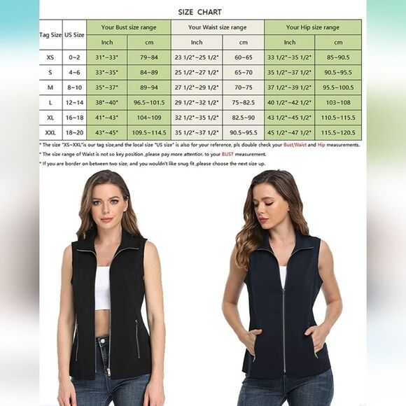 Zip Up Vest Casual Utility Outdoor Sleeveless Jacket with Pockets Black Size 2X - Picture 5 of 11